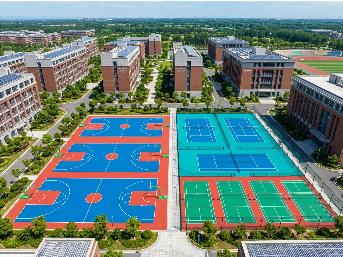 朝阳市硅PU球场全塑型塑胶跑道 - 价格